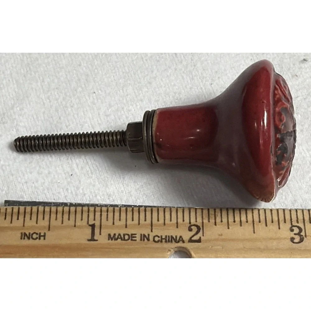 Lot Of 2 Hobby Lobby Red Rustic Drawer Knob Pulls 1.25In Red Black